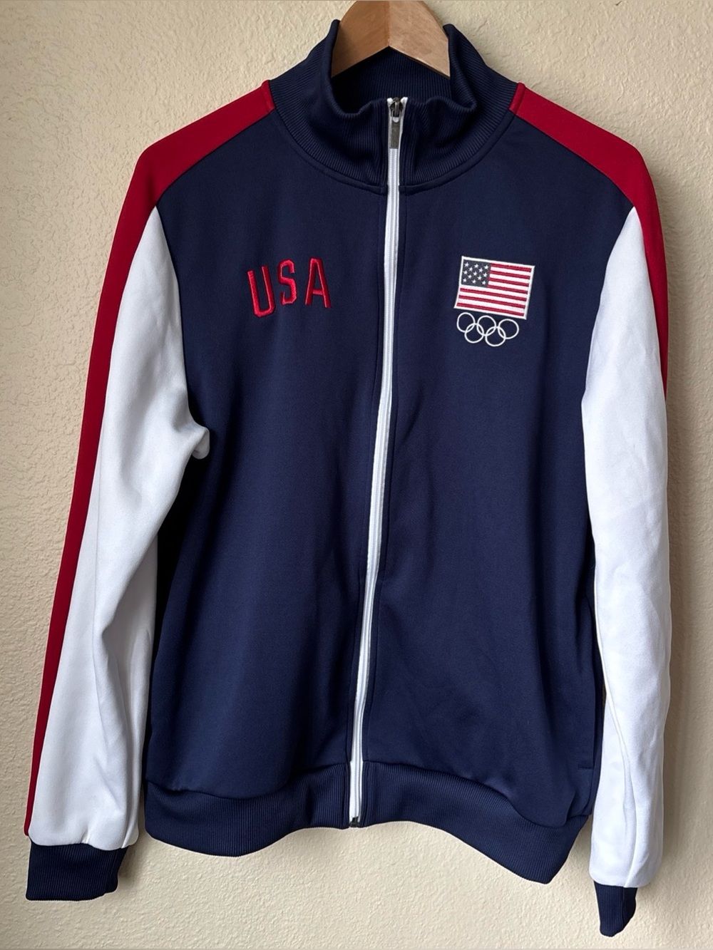 Team Apparel Team USA Olympic Full-Zip Track Jacket Colorblock Navy, Medium